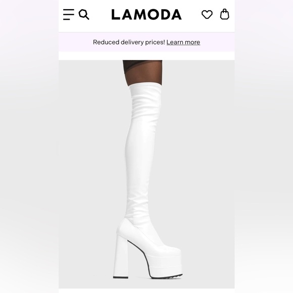 BNIB Lamoda Fantasies Platform Thigh High White Boots - Picture 5 of 7